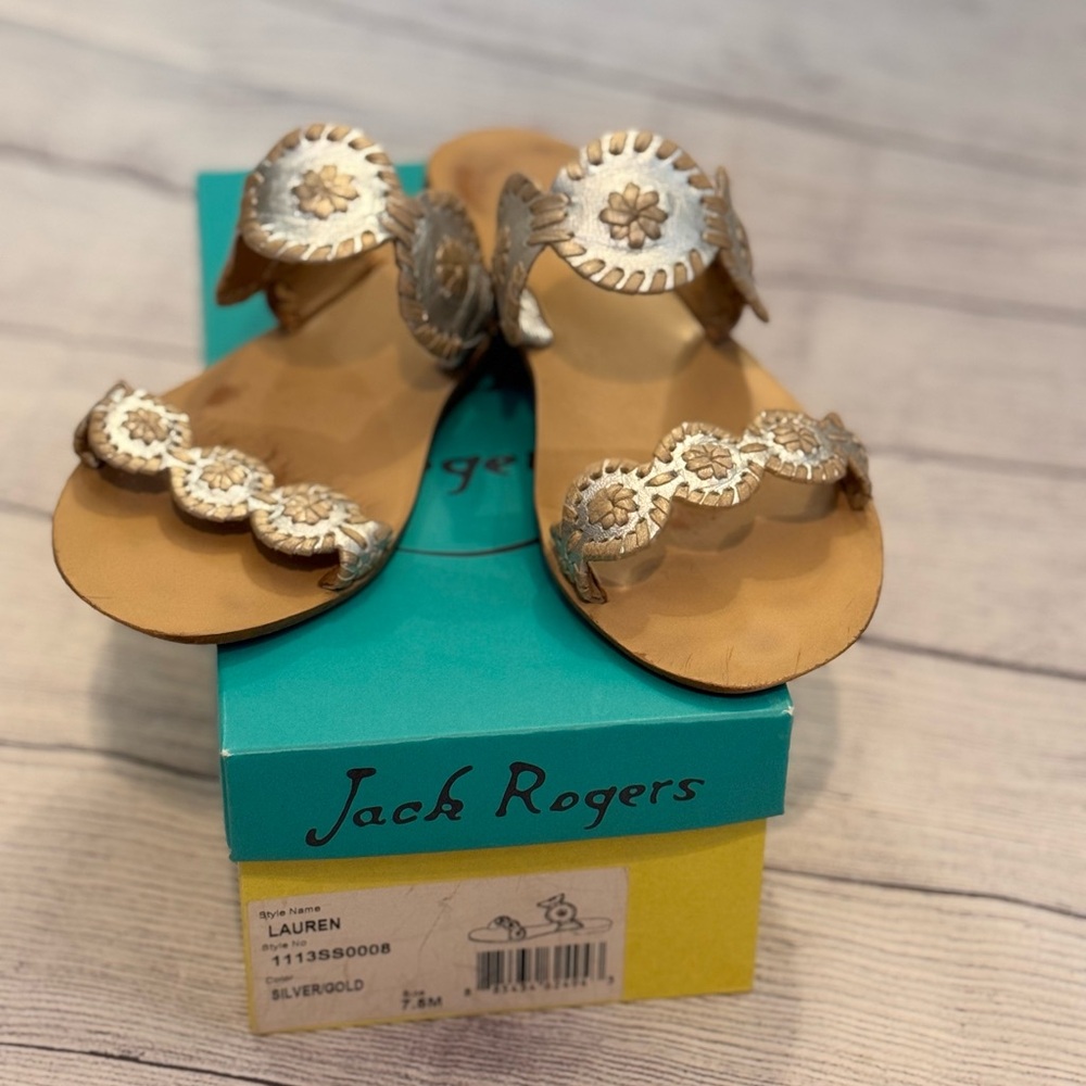 Jack Rogers Gold and Tan Sandals